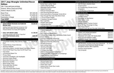 2017 Jeep Wrangler Unlimited Rubicon Recon