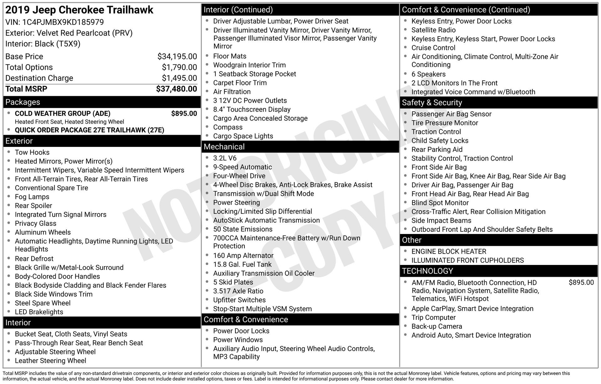 2019 Jeep Cherokee Trailhawk