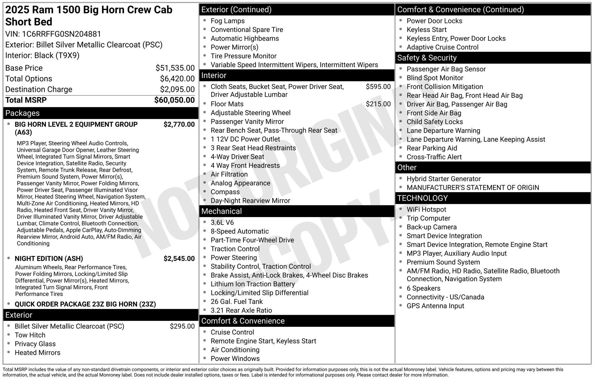 2025 RAM 1500 Big Horn/Lone Star