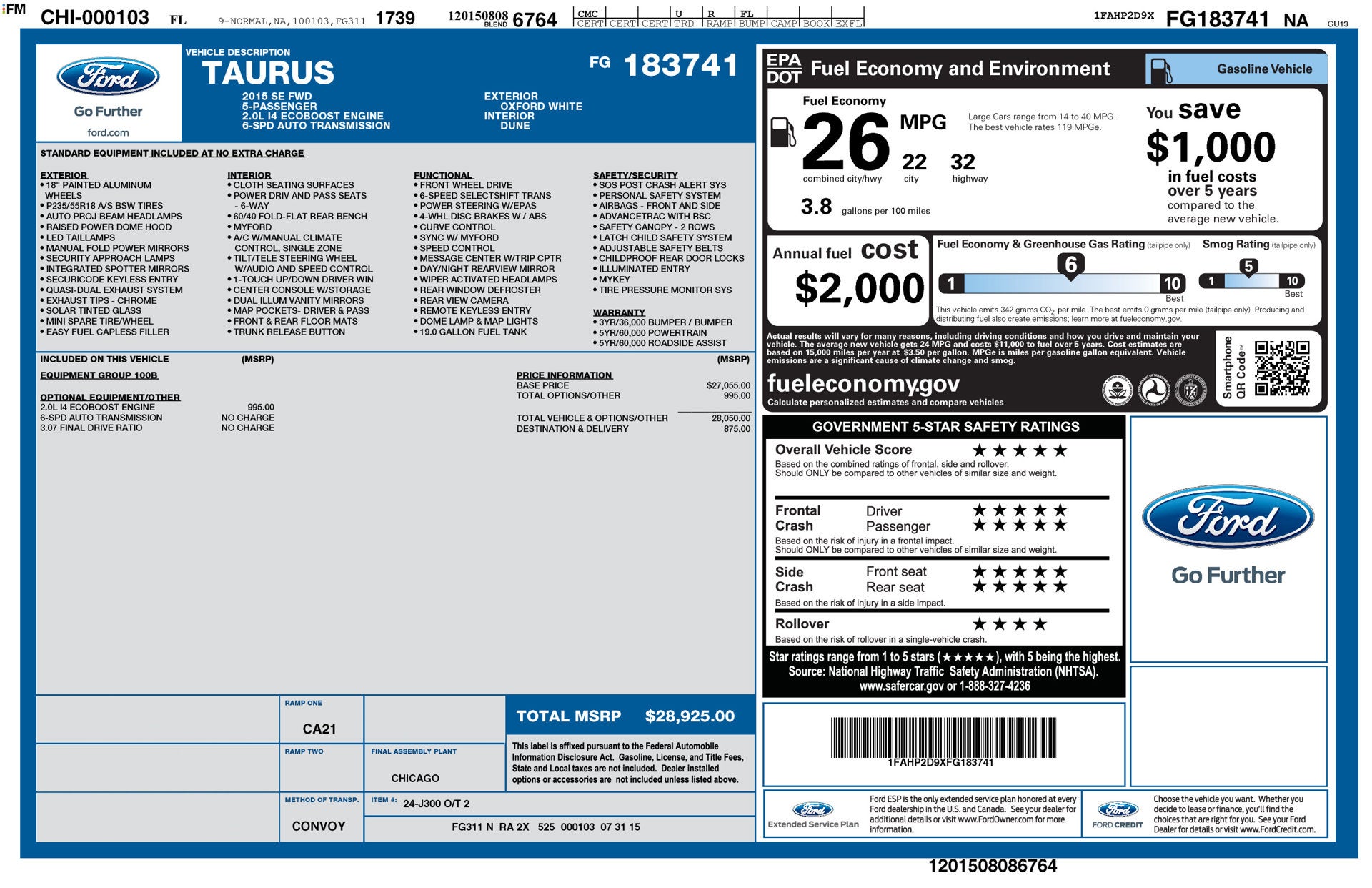 2015 Ford Taurus SE