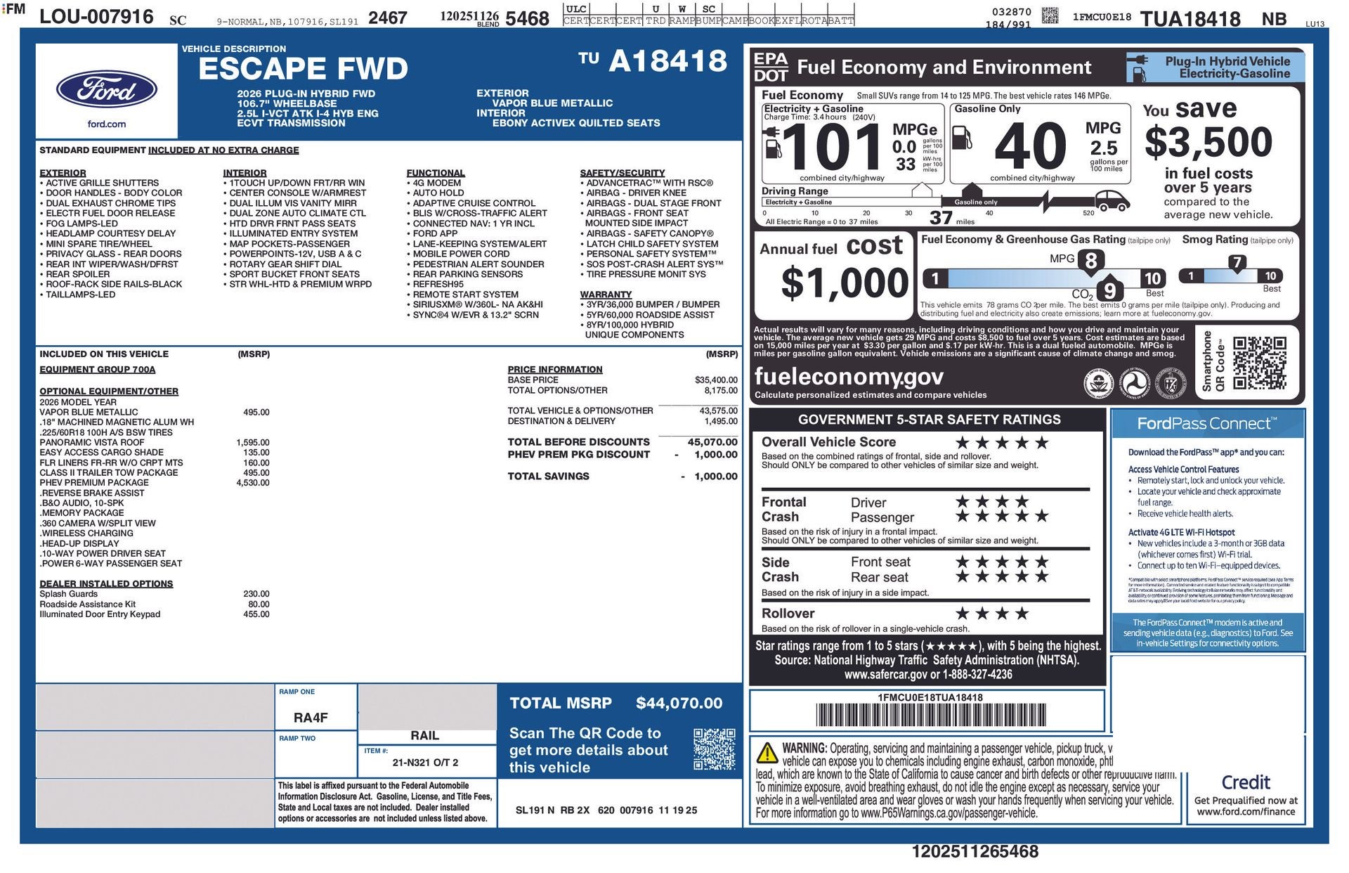 2026 Ford Escape Plug-In Hybrid Plug-in Hybrid