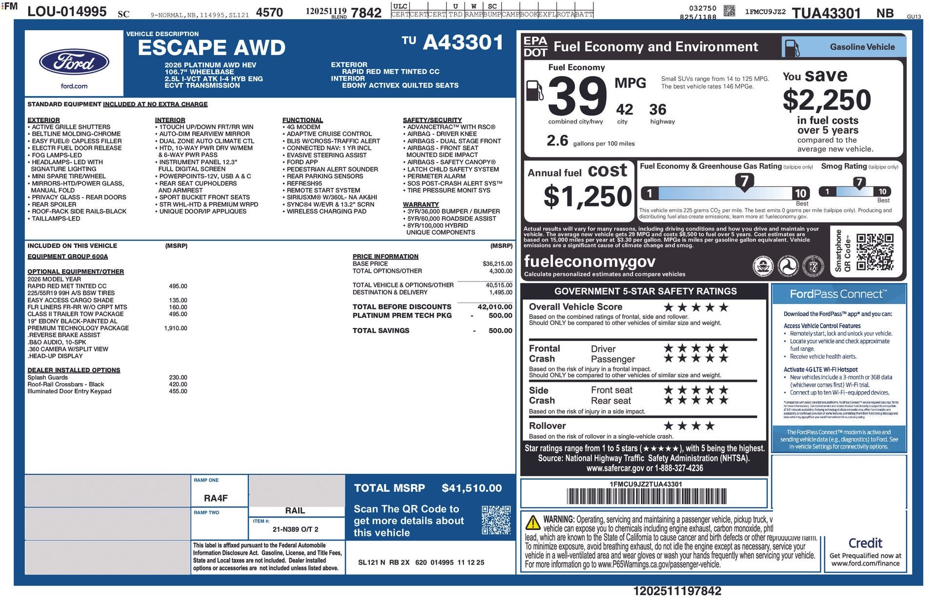 2026 Ford Escape Hybrid Platinum™