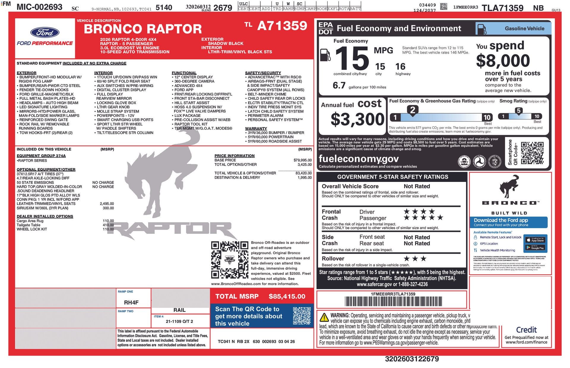 2026 Ford Bronco Raptor®