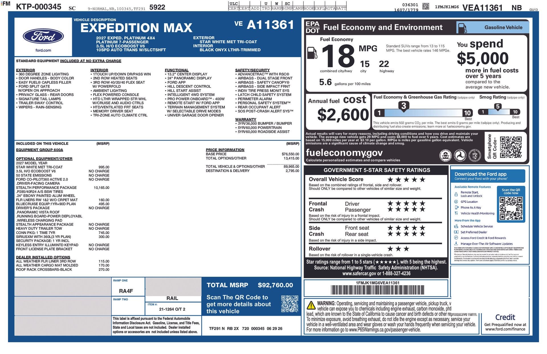 2027 Ford Expedition Max MAX Platinum