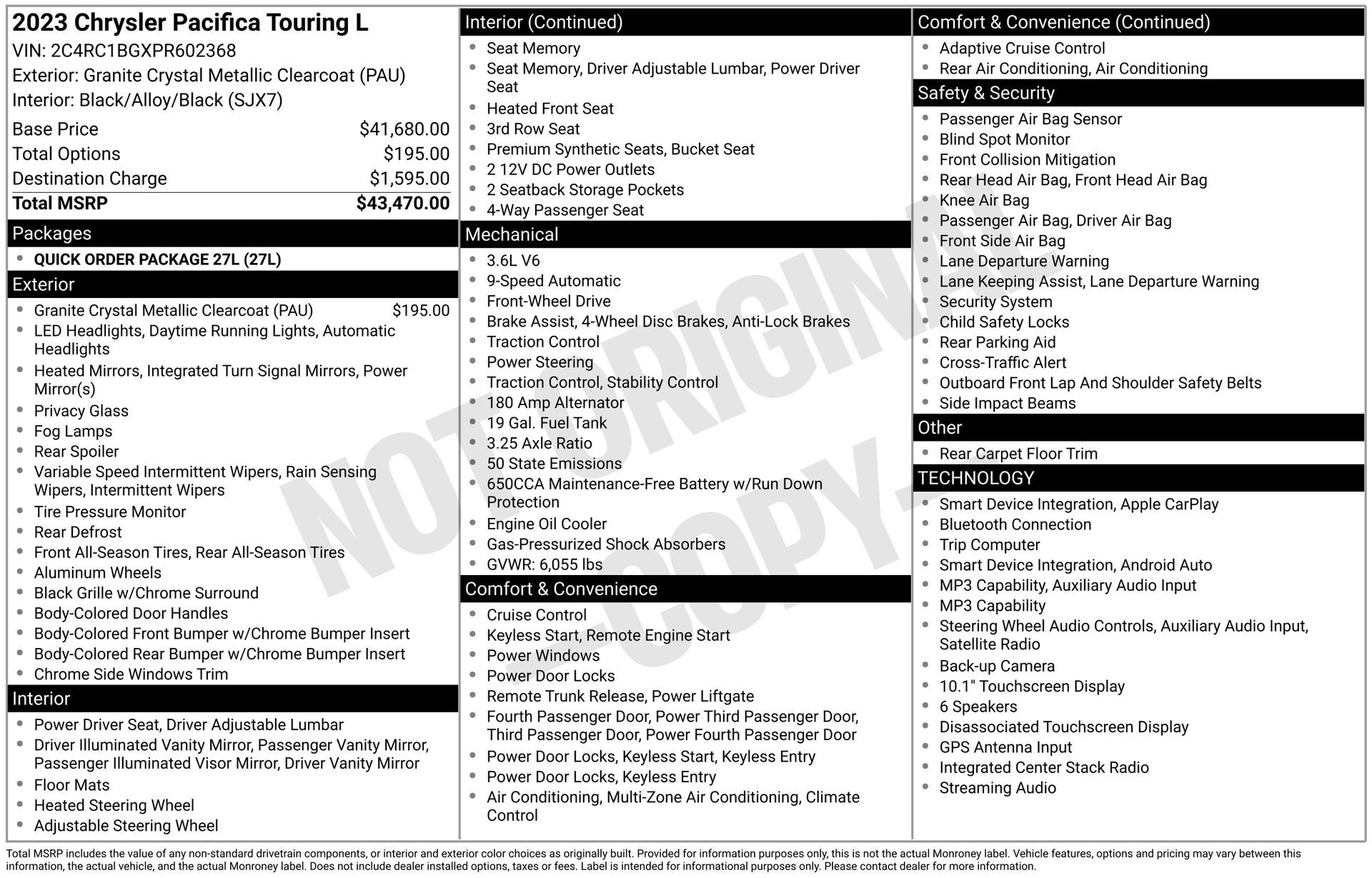 2023 Chrysler Pacifica Touring L