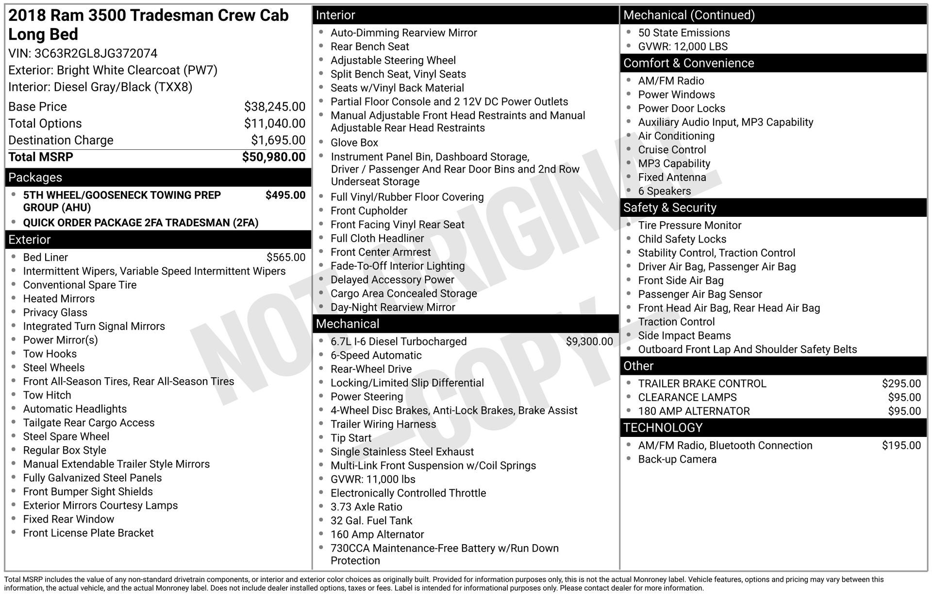 2018 RAM 3500 Tradesman