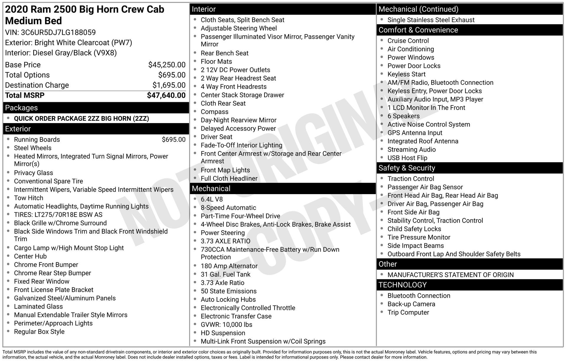 2020 RAM 2500 Big Horn