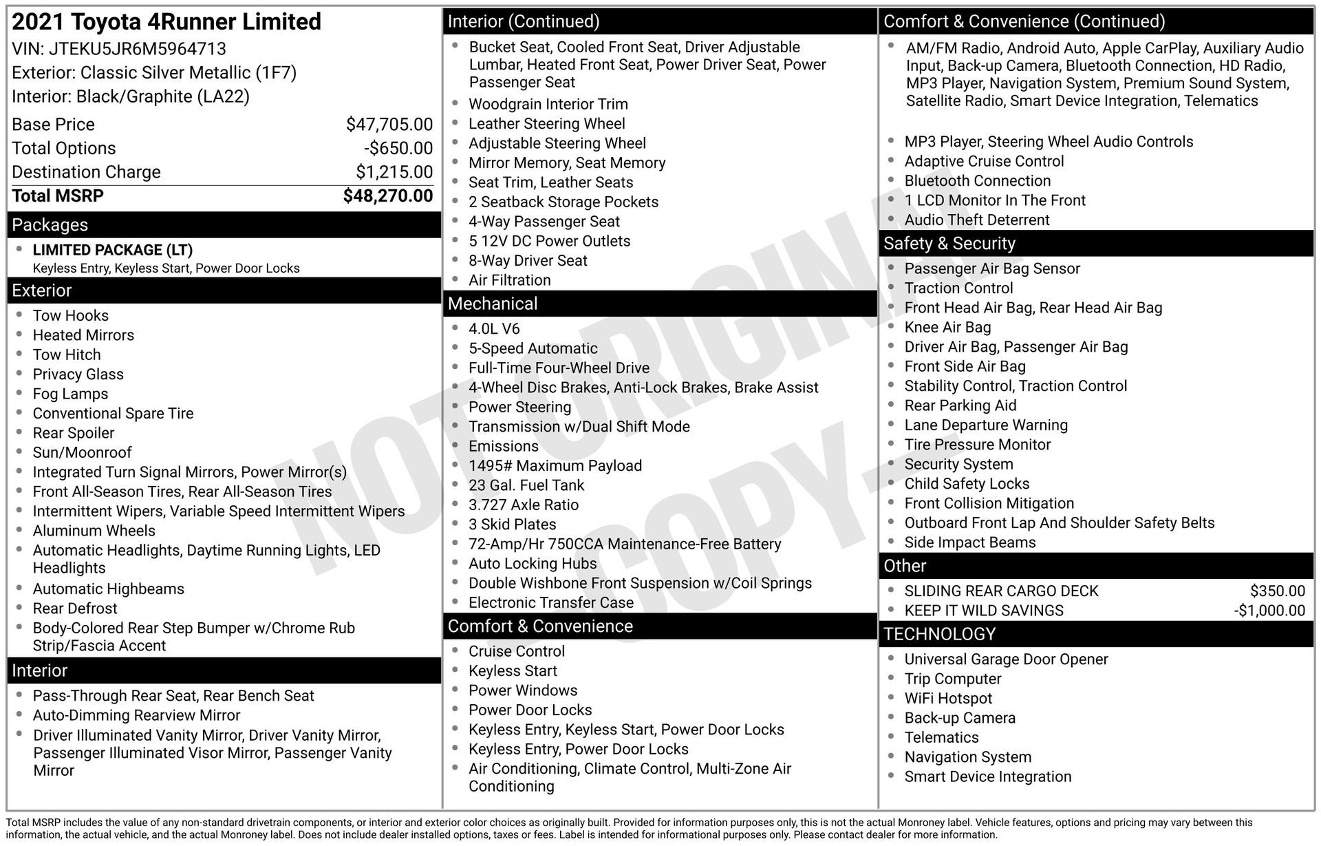 2021 Toyota 4Runner Limited