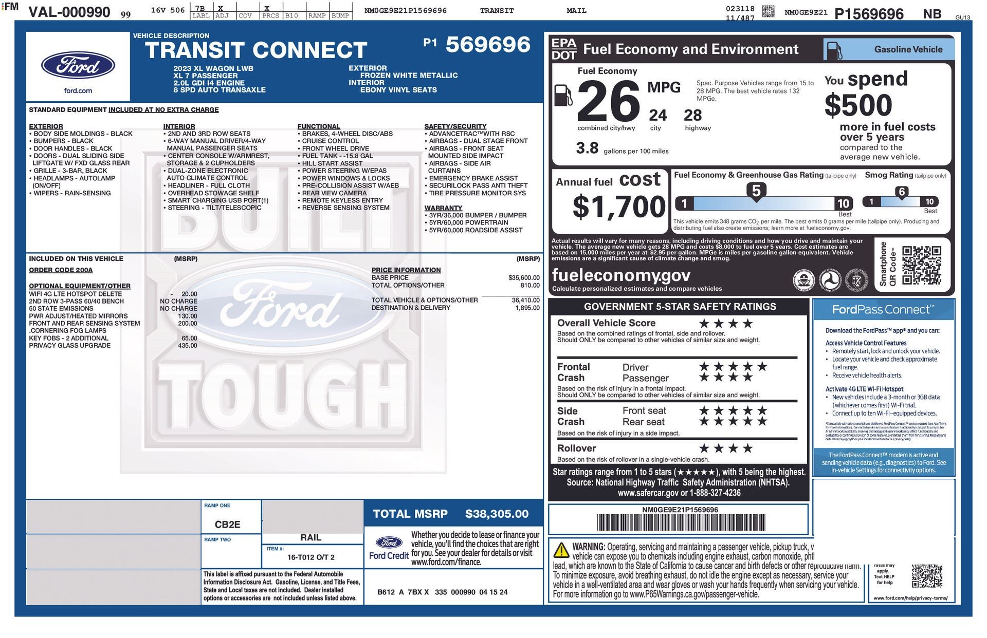 2023 Ford Transit Connect XL FWD